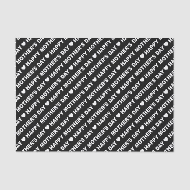 Happy Mother's Day White on Black Tissue Paper (Front)