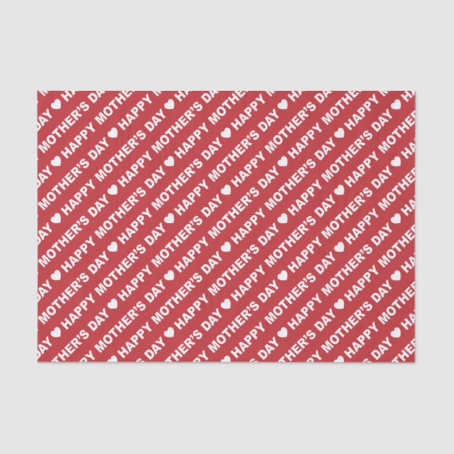Happy Mother's Day White on Dark Red Tissue Paper (Front)