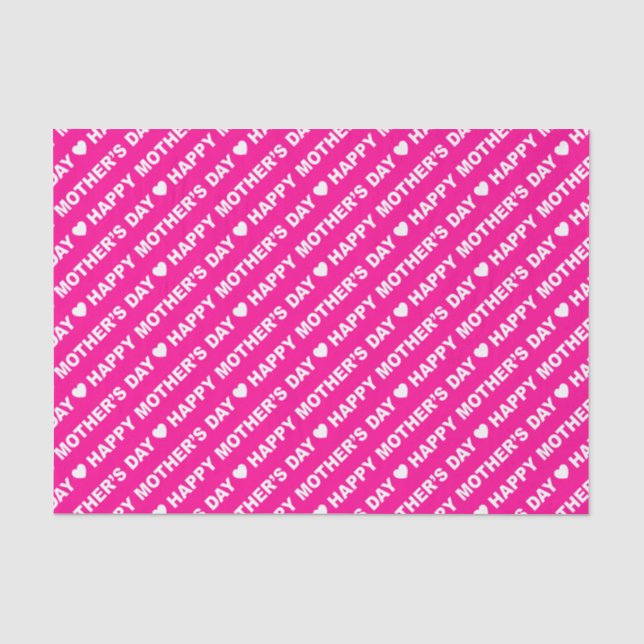 Happy Mother's Day White on Hot Pink Tissue Paper (Front)