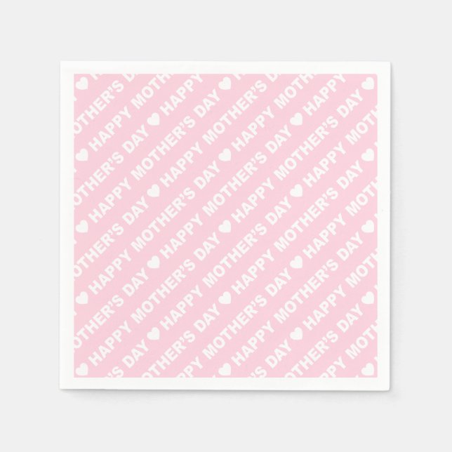 Happy Mother's Day White on Light Pink Napkins (Front)