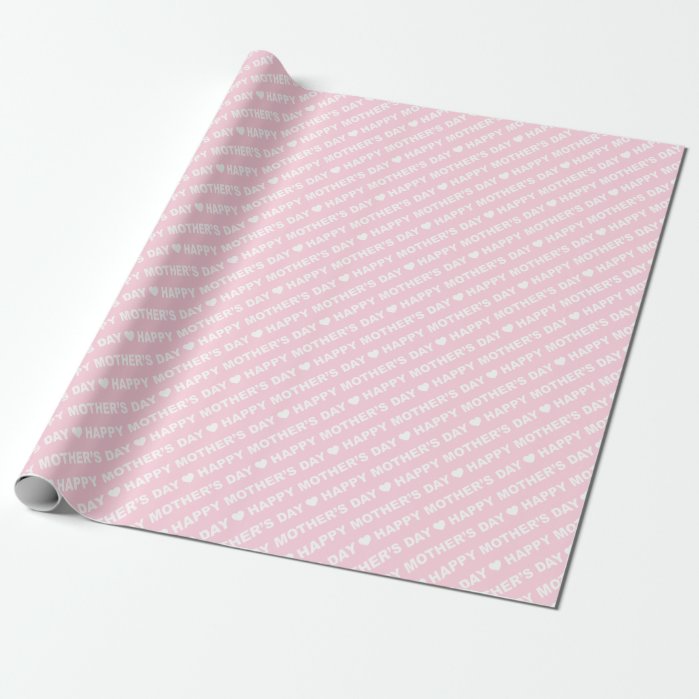 Happy Mother's Day White on Light Pink Wrapping Paper