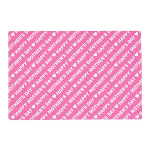 Happy Mother's Day White on Pink Placemat