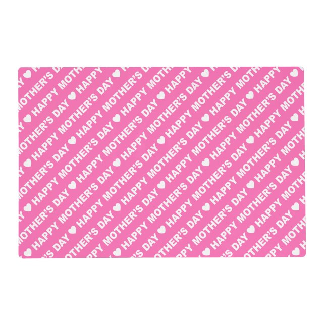 Happy Mother's Day White on Pink Placemat (Front)