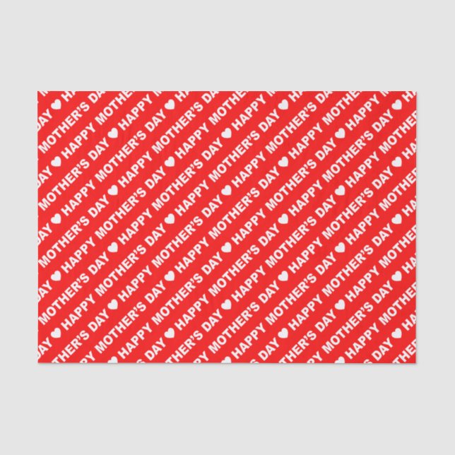 Happy Mother's Day White on Red Tissue Paper (Front)