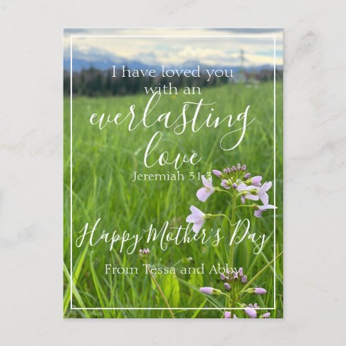 Happy Mothers Day Wild Flower Love Bible Verse Postcard