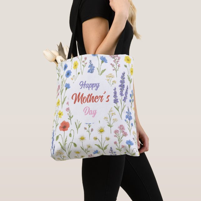 Happy Mother's Day Wildflower Tote Bag  (Close Up)