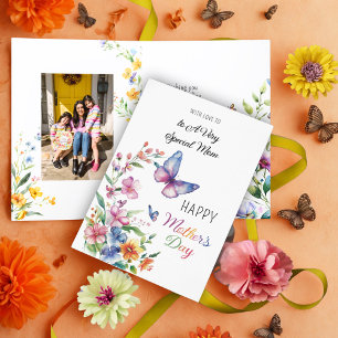 Happy Mother's Day Wildflowers Butterflies Photo Card