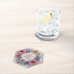 Happy Mother's Day Wildflowers Paper Coaster