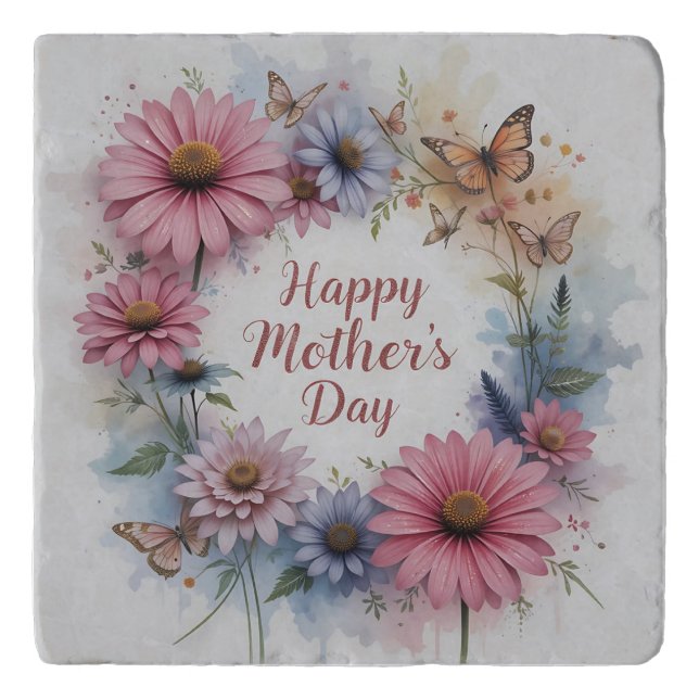 Happy Mother's Day Wildflowers Trivet (Front)