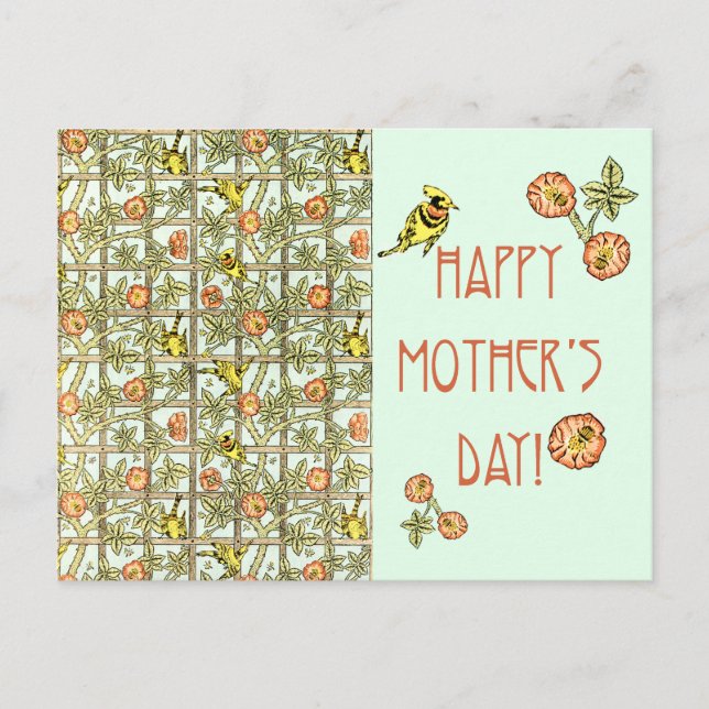 Happy Mothers Day William Morris Print Postcard (Front)