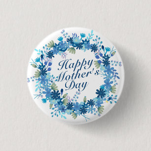 Happy Mother's Day Winter Floral Wreath Button