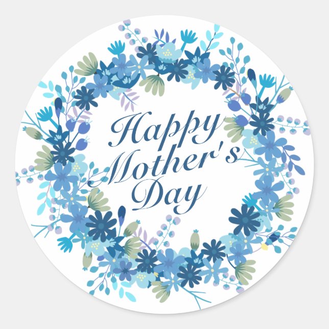 Happy Mother's Day Winter Floral Wreath Sticker (Front)