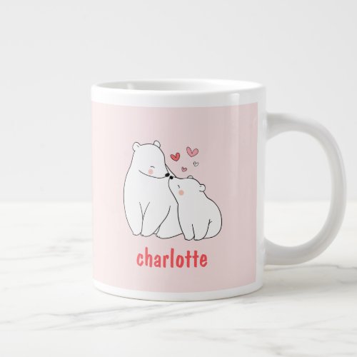 Happy Mothers Day Wish Polar Bear Mom Pink Mug