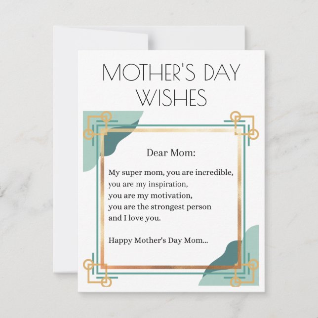 HAPPY MOTHER'S DAY WISHESE FOR MY SUPPER MOM INVITATION (Front)