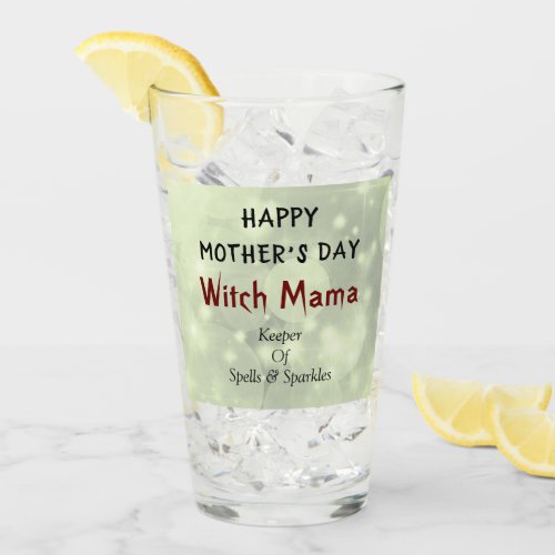 Happy Mothers Day Witch Mama design Glass