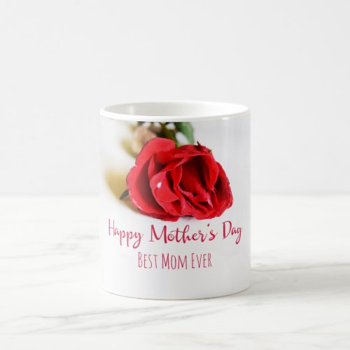 Happy Mothers Day with a Single Red Rose Coffee Mug