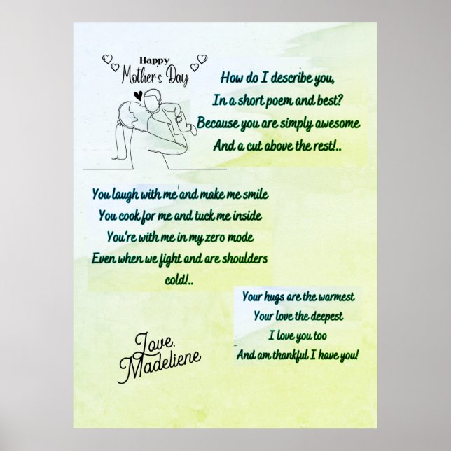 Happy Mother's Day with an original Poem Poster (Front)