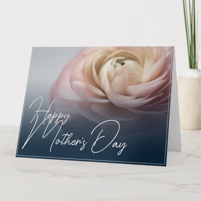 Happy Mother's Day with Big Pink Rose Thank You Card (Front)