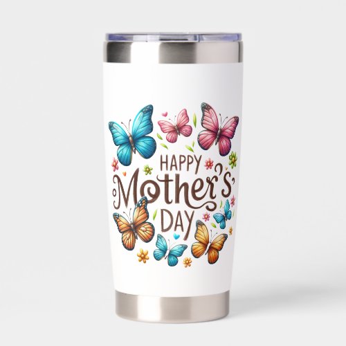 Happy Mother's Day with Butterflies Clipart Insulated Tumbler