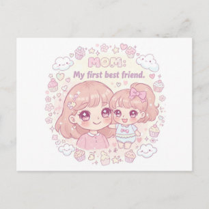 Happy Mother's Day with cute anime design Holiday Postcard