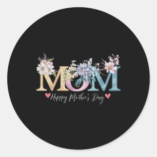 Happy Mother's Day With Floral Mom Classic Round Sticker