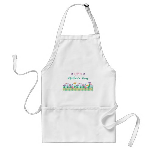 Happy_Mothers_Day with Flowers Unique Adult Apron