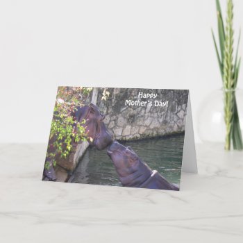 Happy Mothers Day With Hippos Card by saveena at Zazzle