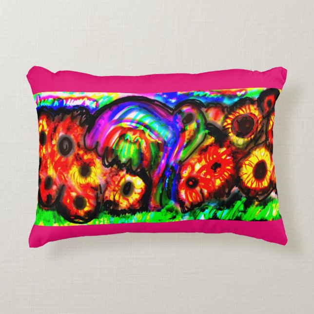 Happy Mother's day with Hummingbird and sunflowers Accent Pillow (Front)