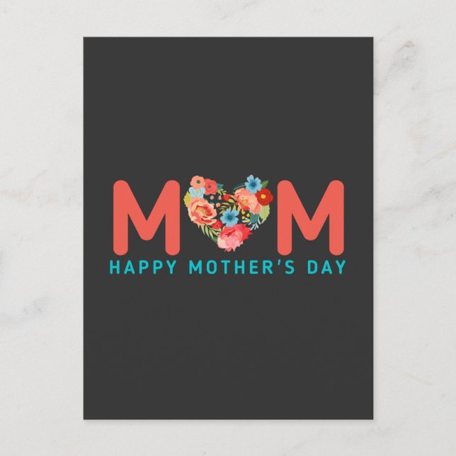 Happy Mothers Day With Love And Flowers Colorful  Postcard (Front)