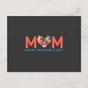 Happy Mothers Day With Love And Flowers Colorful Postcard