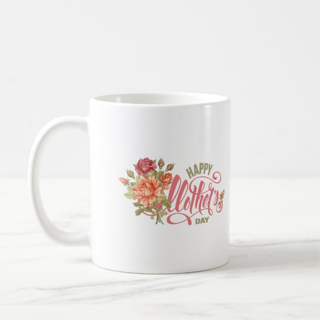  Happy Mothers Day With Love And Flowers Spring  Coffee Mug (Left)