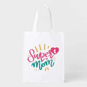  Happy Mothers Day With Love My Super Mom  Grocery Bag