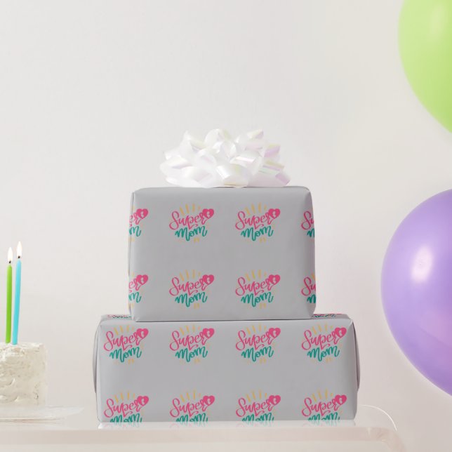  Happy Mothers Day With Love My Super Mom   Wrapping Paper (Party Gifts)