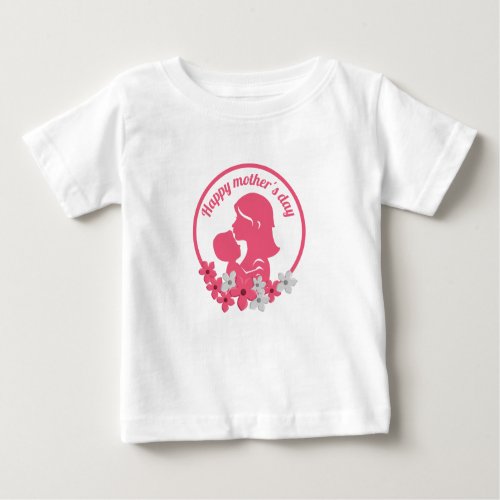 Happy mothers Day with pink floral Baby T_Shirt