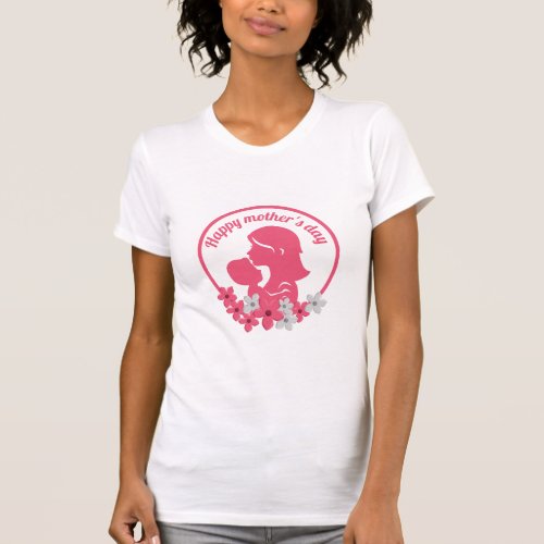 Happy mothers Day with pink floral T_Shirt