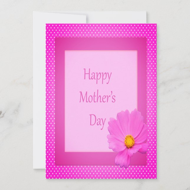 Happy Mother's Day with Pink Flower Flat Card (Front)