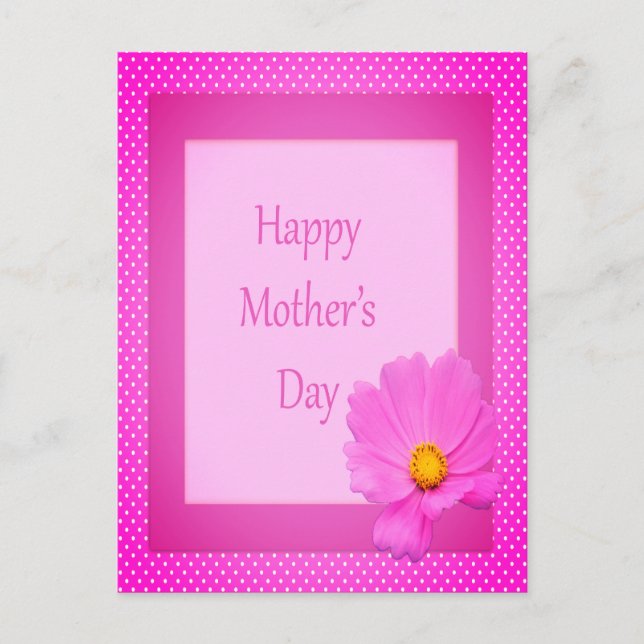 Happy Mother's Day with Pink Flower Postcard (Front)