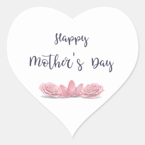 Happy_Mothers_Day_with_pink_Flowers Heart Sticker