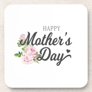 Happy Mother's Day with Pink Roses Coaster