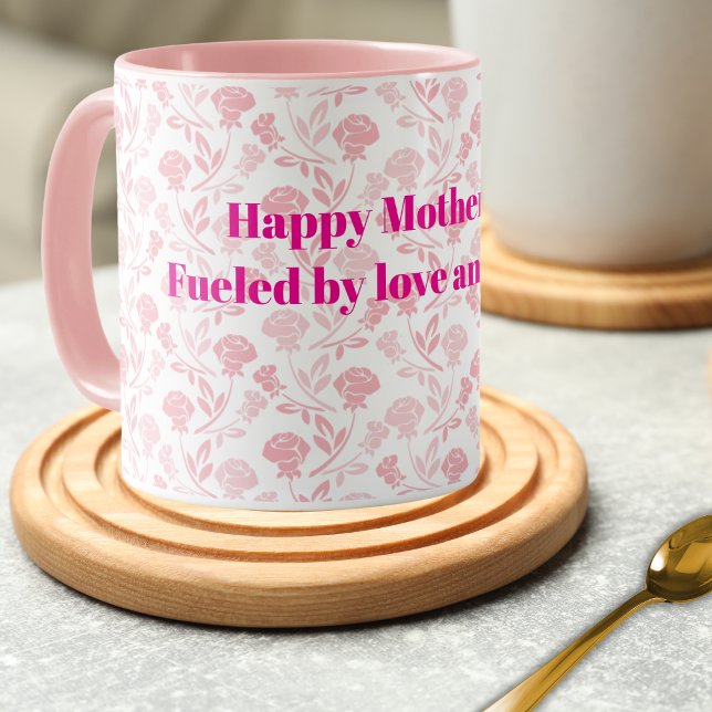 Happy Mother's Day with Pink Roses Floral Pattern Mug (Creator Uploaded)