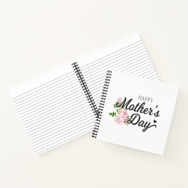 Happy Mother's Day with Pink Roses | Notebook (Inside)