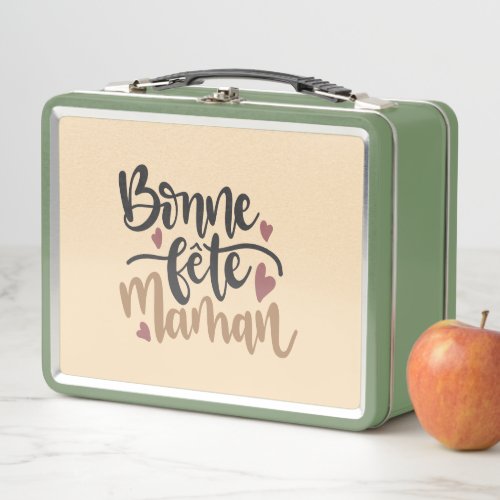 Happy Mothers Day with red hearts Metal Lunch Box