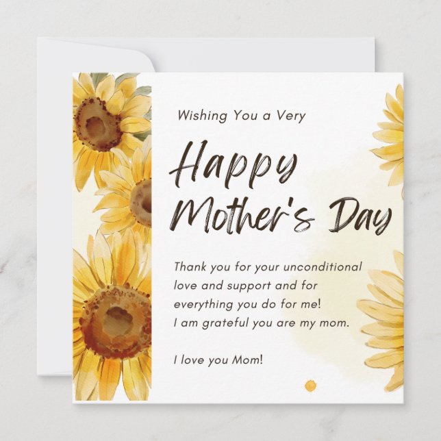 HAPPY MOTHER'S DAY WITH SUNFLOWERS GREETING CARD (Front)