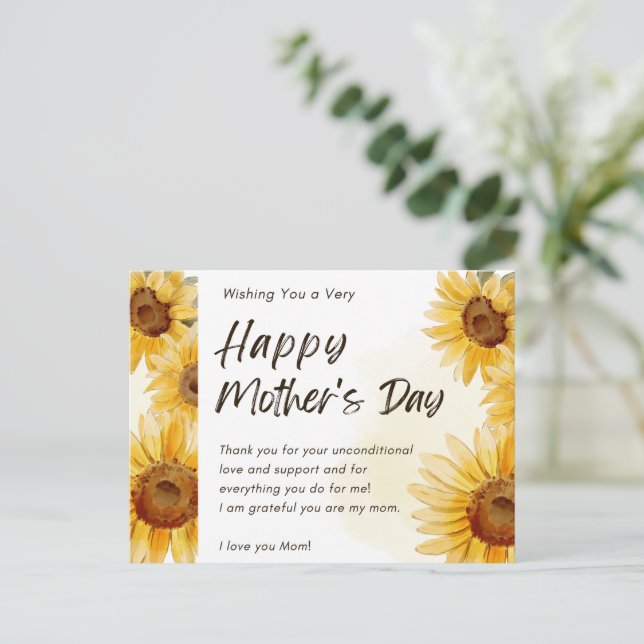 HAPPY MOTHER'S DAY WITH SUNFLOWERS GREETING CARD (Standing Front)
