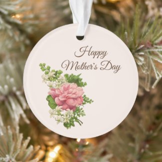 Happy Mother's Day with Vintage Pink Peony Ornament