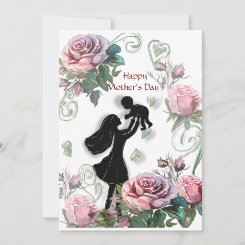 Happy Mothers Day women holding a child Holiday Card