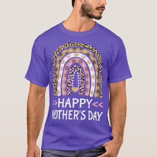 Happy Mothers Day Women Rainbow Leopard Plaid Moth T_Shirt