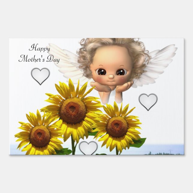 Happy Mother's Day Yard Sign Angel Sunflower (Front)