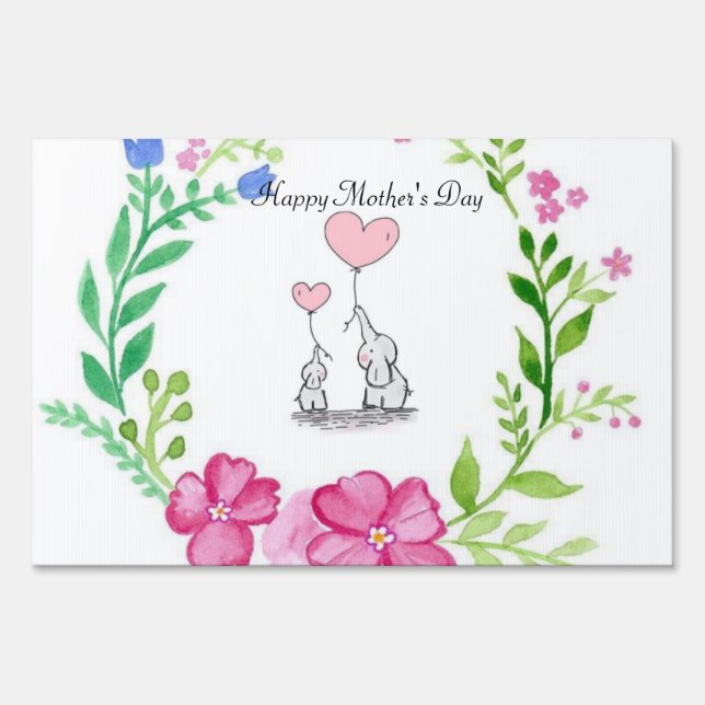 Happy Mother's Day Yard Sign Elephant (Front)