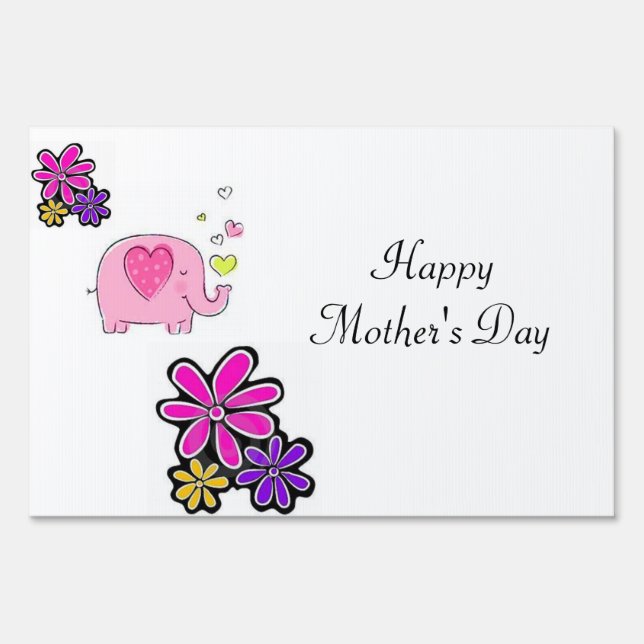 Happy Mother's Day Yard Sign Elephant (Front)